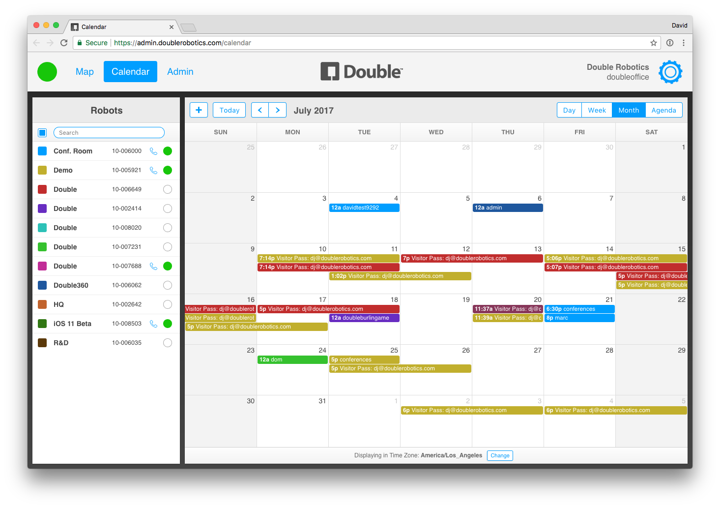 Screenshot of calendar